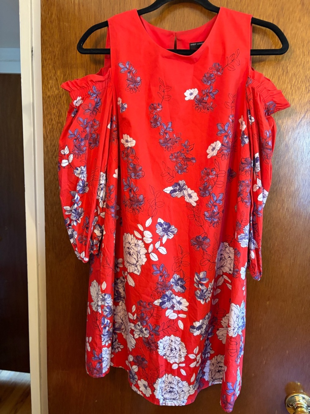 Maggy London Red Floral Cold-Shoulder Dress